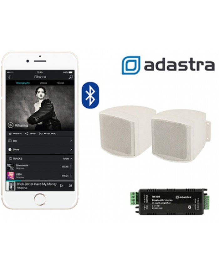 Adastra AD-IW30BC25V Ολοκληρωμένο Σύστημα Bluetooth Ενισχυτή με Επιτοίχια Ηχεία