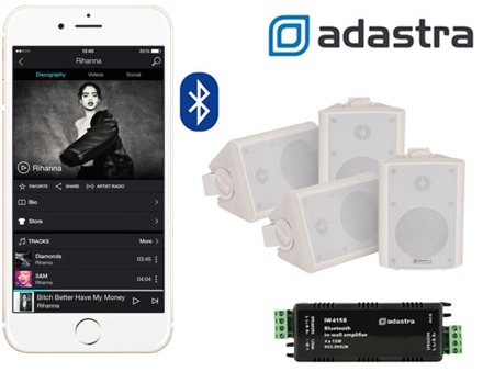 Adastra AD-IW415BBC3 Ολοκληρωμένο Σύστημα Bluetooth Ενισχυτή Με Επιτοίχια Ηχεία