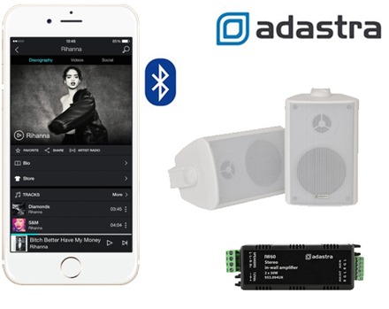 Adastra AD-IW60BBC3 Ολοκληρωμένο Σύστημα Bluetooth Ενισχυτή Με Επιτοίχια Ηχεία