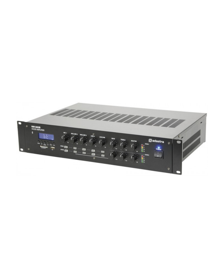 Adastra RM1202 100V/8Ω Μίκτης-Ενισχυτής 2 Ζωνών Με USB/SD/FM & Bluetooth 2x120W 2U