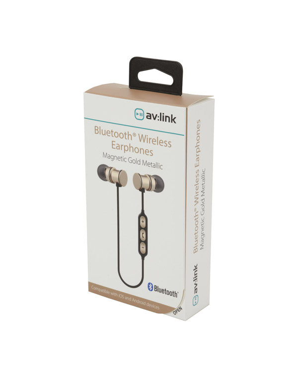 AvLink EMBT1-GLD Bluetooth Μεταλλικά Μαγνητικά Ακουστικά
