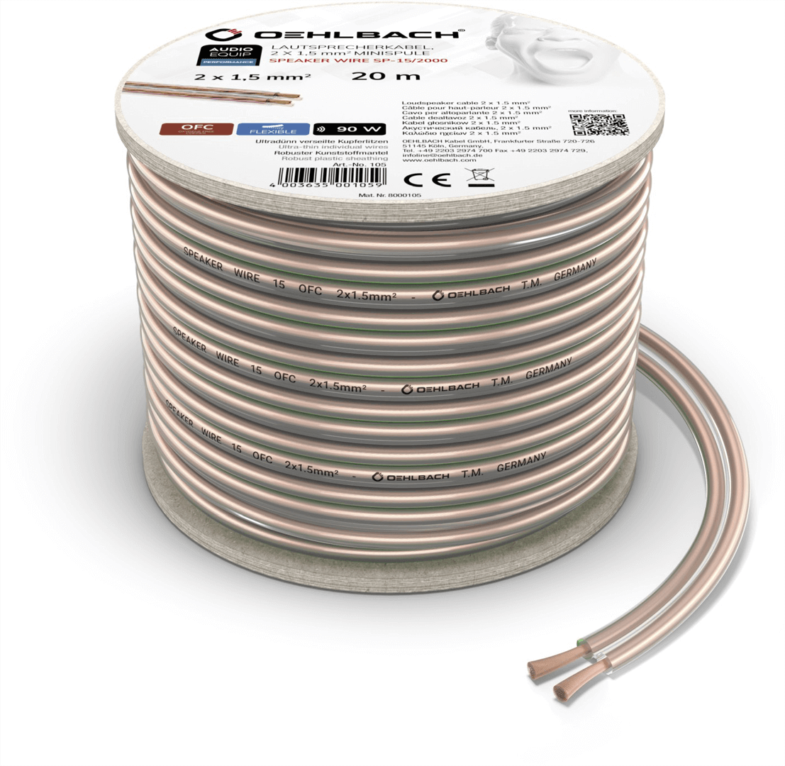 Oehlbach Speaker Wire SP-15 Καλώδιο Ηχείων 2 x 1,5 mm² 20m