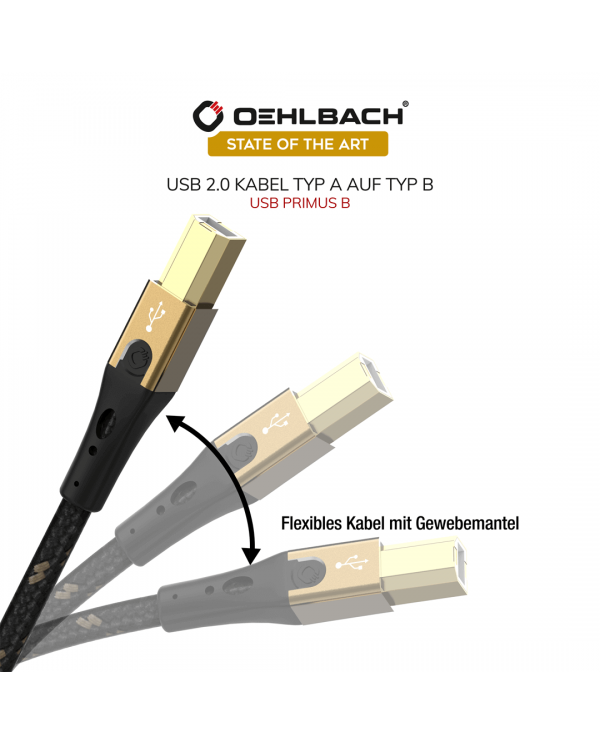 Oehlbach USB Primus B Καλώδιο USB 2.0 Type A – Type B 0.5 m