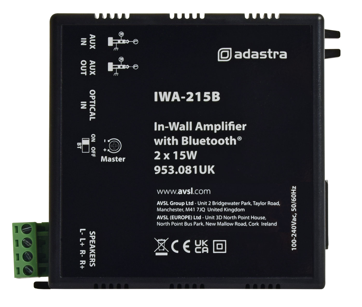 Adastra IWA-215B Επιτοίχιος Ενισχυτής με Bluetooth 2X15W
