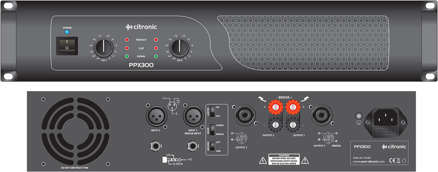 Citronic PPX300 Τελικός Ενισχυτής 2 Καναλιών 2x150W RMS (Τεμάχιο)