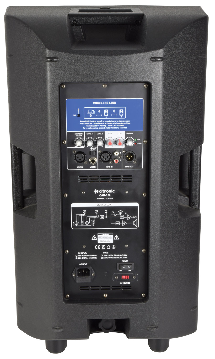Citronic CAB-15L Ενεργό Ηχείο με Bluetooth 15″ 350W RMS (Τεμάχιο)