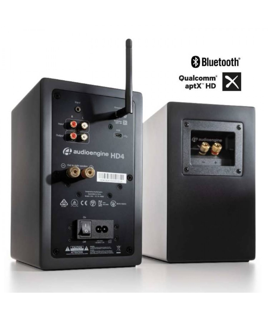 Audioengine HD4 Bluetooth Αυτοενισχυόμενα Ηχεία Βιβλιοθήκης 4” 30W RMS Μαύρα (Ζεύγος)