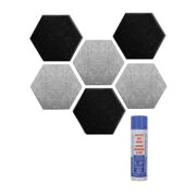 Audiodesigner PET Hexagon 6 Ηχοαπορροφητικά Πάνελ 20 cm Black/Grey 1 τ.μ. με Βενζινόκολλα (Σετ)