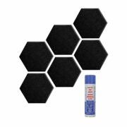 Audiodesigner PET Hexagon Black 6 Ηχοαπορροφητικά Πάνελ 20 cm με Βενζινόκολλα (Σετ)